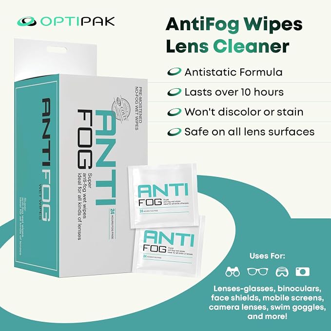 Anti Fog Wipes for Glasses, Binoculars, Face Shields, Ski Masks or Swim Goggles - Image 2