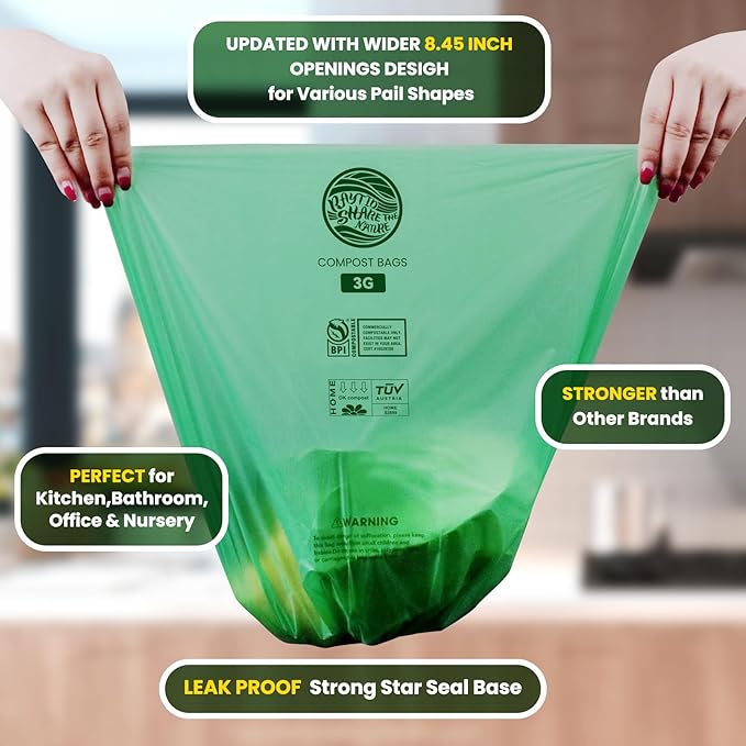 Compost Bags 3 Gallon, Compost Food Scrap Waste Bags Fits Countertop Bin - Image 2