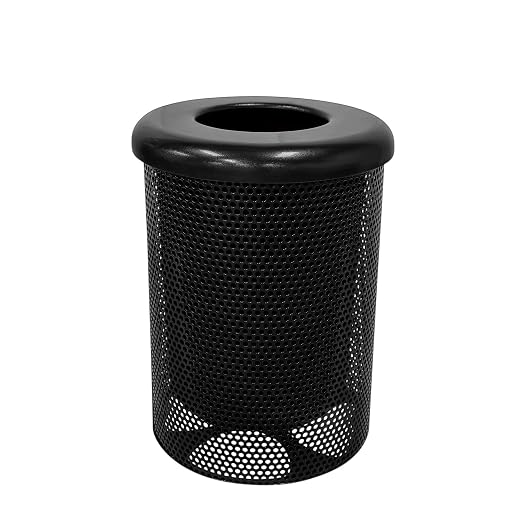 COATEDOUTDOORFURNITURE RFT-P-TXTBLK Heavy Duty Round Trash Receptacle by CoatedOutdoorFurniture