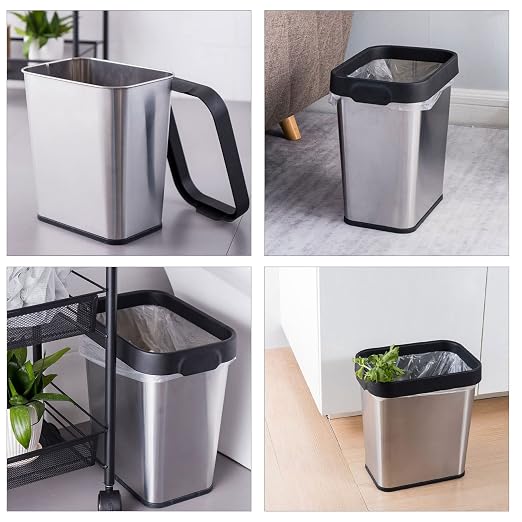 2 Pack Stainless Steel Trash Can 2 Gallon, Open Top Trash Can, Rectangle - Image 7