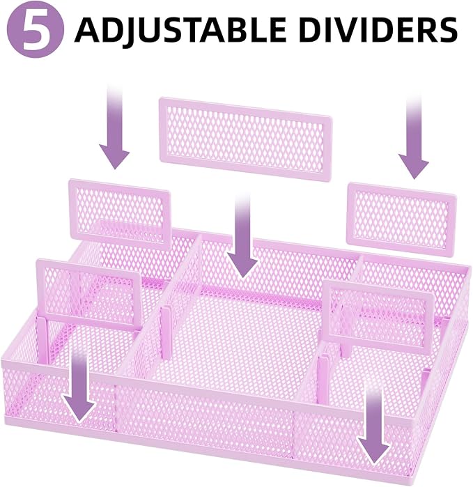 Marbrasse 2 Pack Desk Drawer Organizer, Mesh Drawer Organizer Tray - Image 2