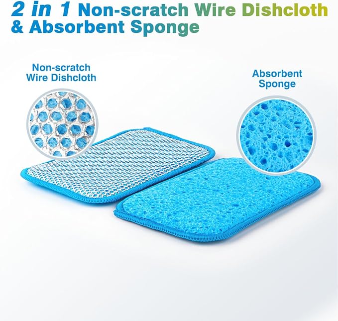 HOMEXCEL 12 Pack Scrub & Wipe Cloths, Scrub Sponges - Image 2