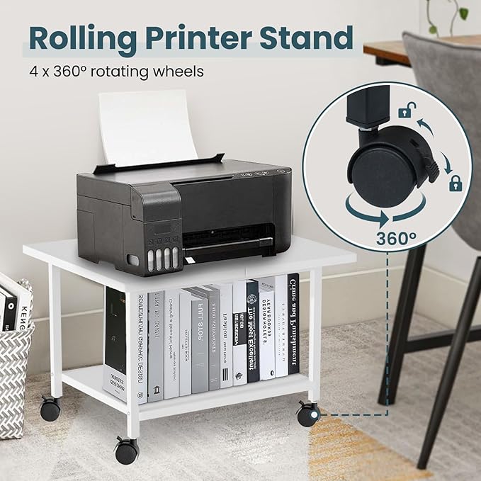 Printer Stand with Storage Under Desk Shelf, Desktop Printer Stand Organizer - Image 3