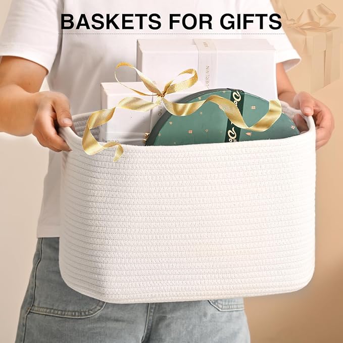 Woven Cotton Rope Storage Basket - Image 3