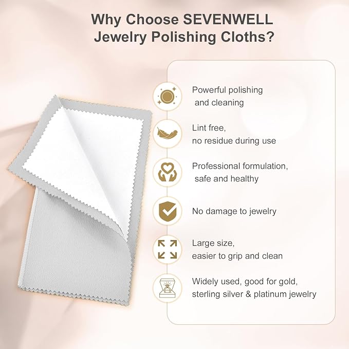 SEVENWELL Silver Polishing Cloth, Jewelry Cleaner Cloth - Image 3
