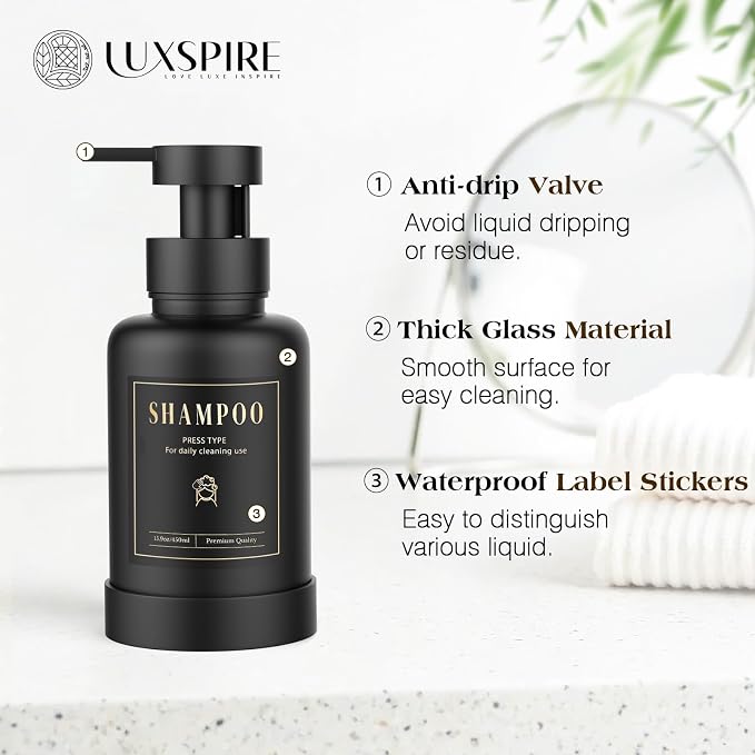 Luxspire Foaming Soap Dispenser, Glass Foam Pump Soap Dispenser, Non-Slip Hand - Image 3