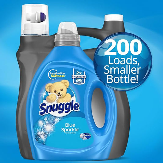 Snuggle Blue Sparkle Liquid Fabric Softener, 2X Concentrated, 200 Loads - Image 2