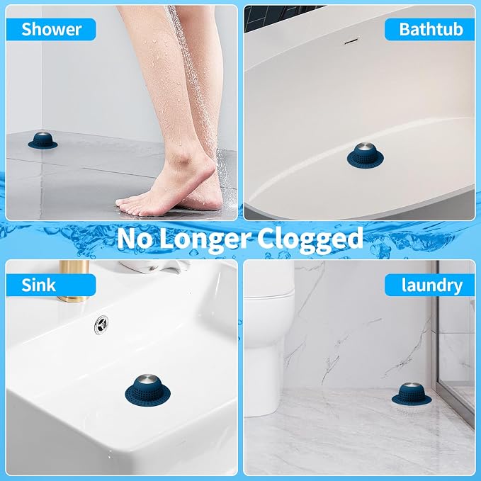 Shower Drain Hair Catcher, Bathtub Drain Cover Foldable Silicone Shower & Tub - Image 2