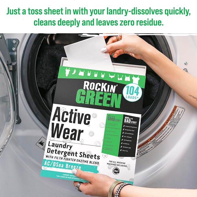 Rockin' Green Active Wear Travel Laundry Detergent Sheets - Image 4