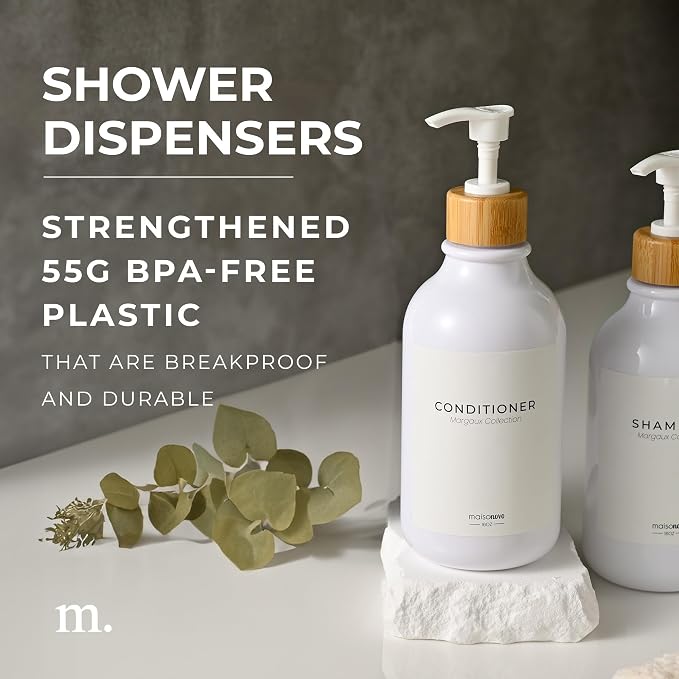 MaisoNovo Refillable Shampoo and Conditioner Bottles | 16.9 fl oz Set of 3 - Image 2