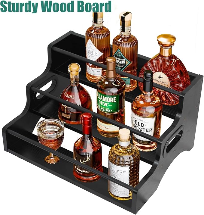 AT-VALY 3-Tier Spice Rack, Iron&MDF Kitchen Storage Shelf, Space-Saving - Image 4