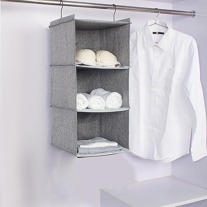 Hanging Closet Organizer, Easy Mount Collapsible 3-Shelf Camper Closet Wardrobe - Image 2