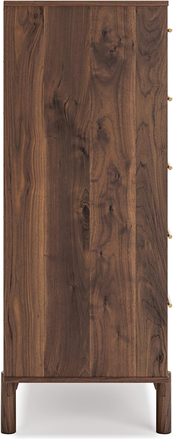 Signature Design by Ashley Tall 5 Drawer Chest, Mocha Walnut Dresser