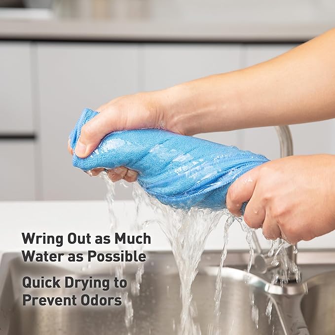 Blue Microfiber Cleaning Cloth 13"x13", Ultra Soft Absorbent Microfiber - Image 5