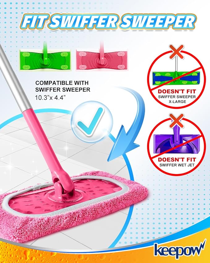 KEEPOW 6 Pack Reusable Mop Pads Compatible - Image 2