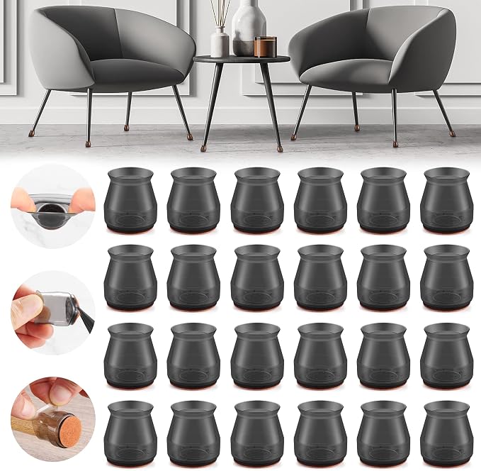 24PCS Upgraded Silicone Chair Leg Floor Protectors by Violibar