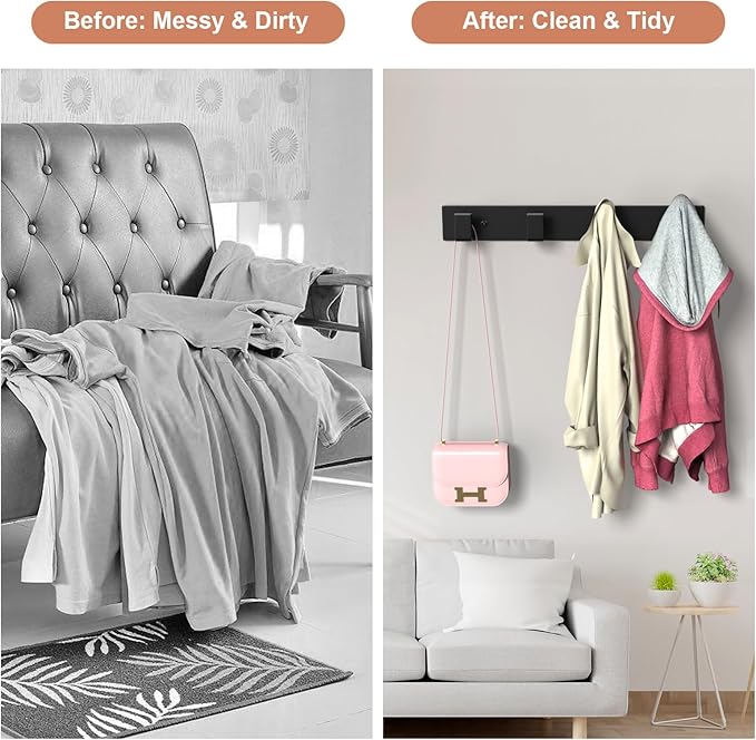 PMMASTO Coat Rack Wall Mount, Coat Hooks Wall Hooks - Image 6