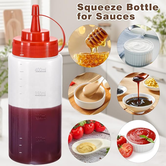 Condiment Squeeze Bottles Ketchup Dispenser, 2 Pack 16oz Squeeze Bottles - Image 5