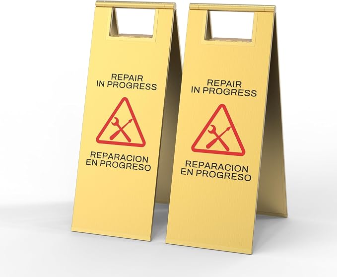 Stainless Steel Repair In Progress Sign Portable Foldable Sign 2-Pack by CrazyAnt