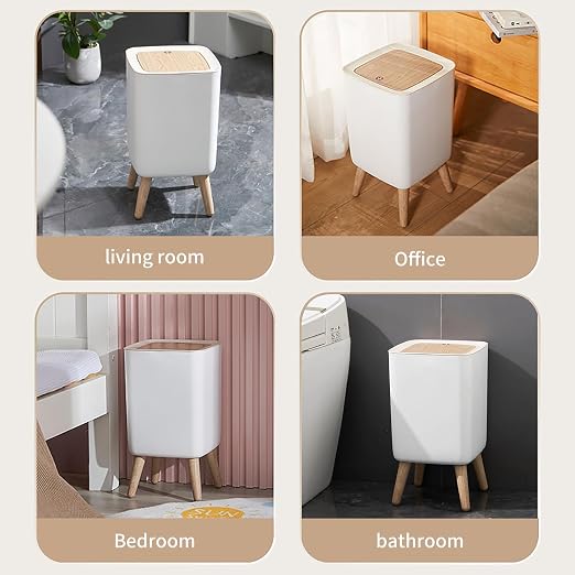 WanWanKa Mini White Plastic Trash Can, 2.6 Gallon Capacity, Slim Design - Image 7