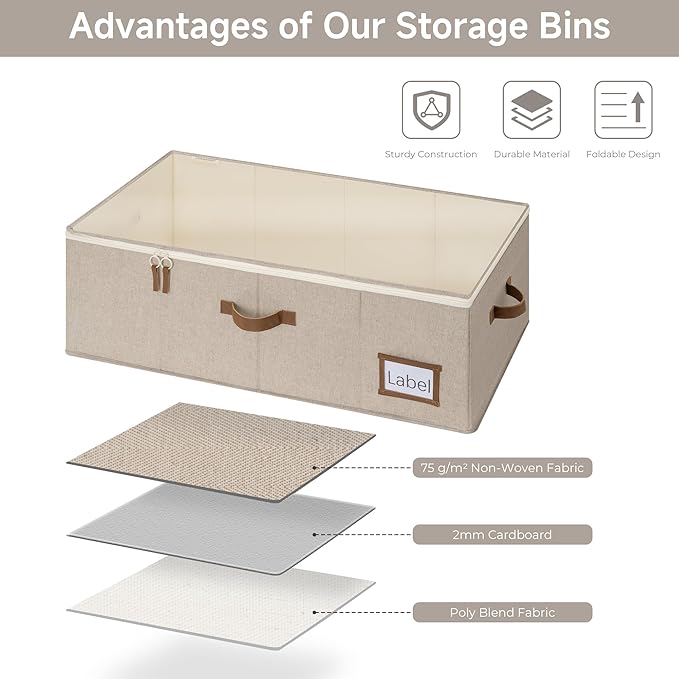 StorageWorks Under Bed Storage Bins, 90L Clothes Organizer - Image 5