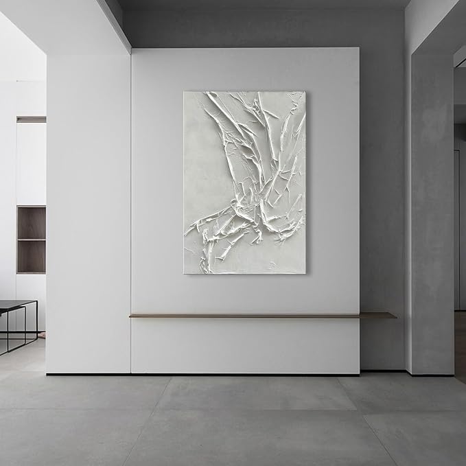 NANKAI Hand-Painted White Texture Abstract Art Painting Minimalist Art Home - Image 5