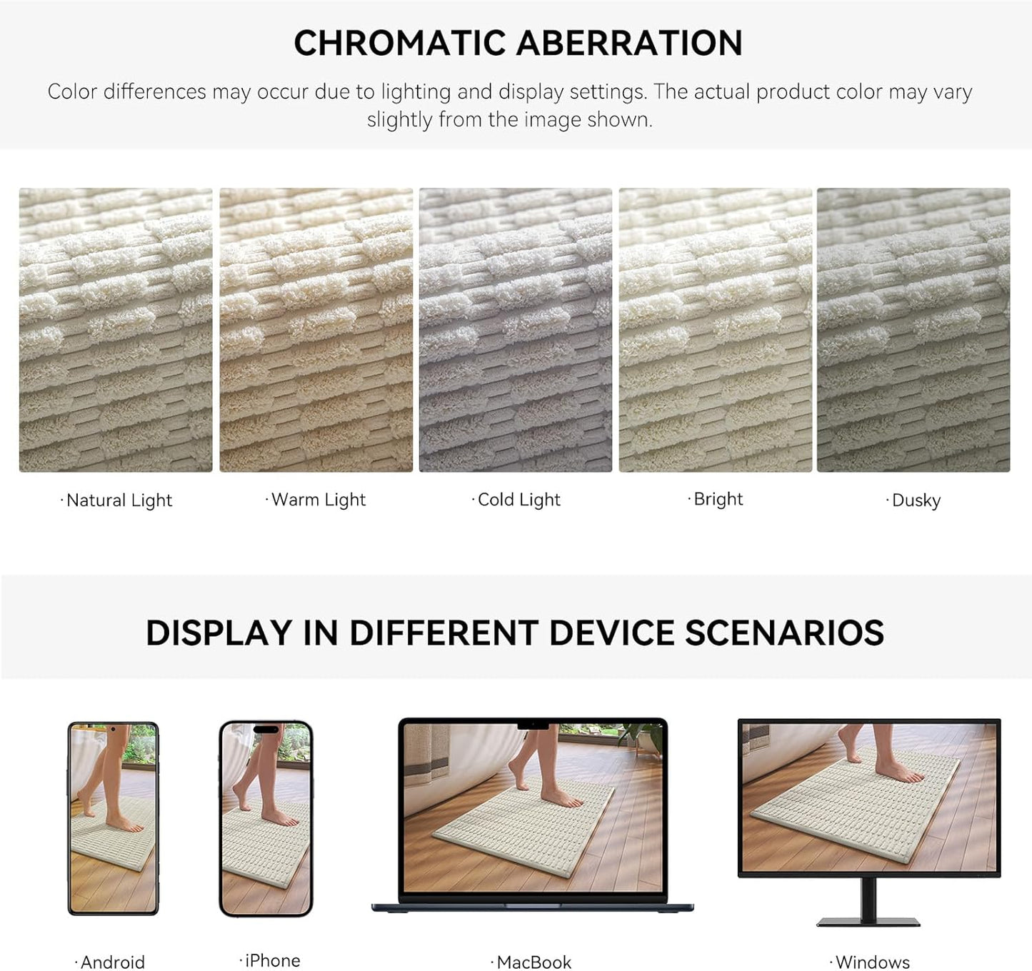 Non-Slip Bath Mat with Rubber Backing, Washable Thin Bath Mats for Bathroom Floor, Absorbent Bathroom Rugs, Quick Dry, Fits Under Door Beige 16x24