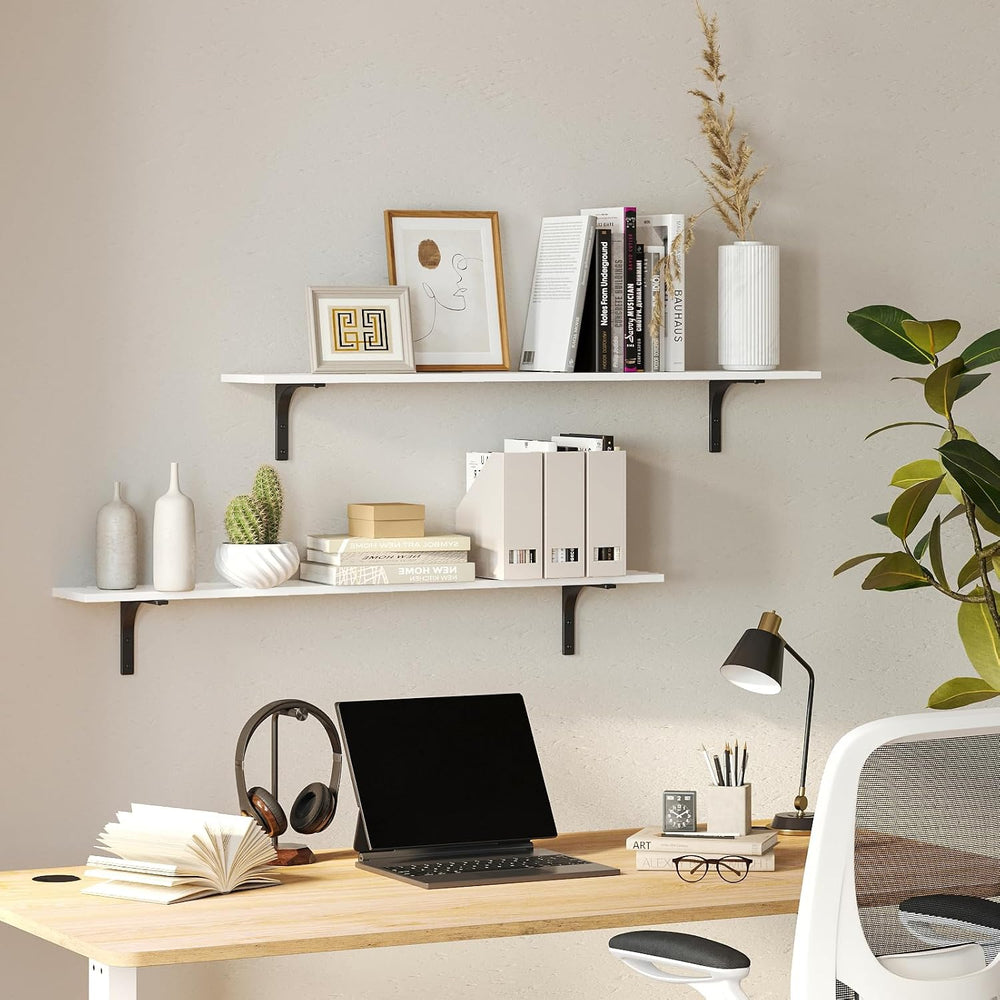 DINZI LVJ Long Wall Shelves, 47.3Inch Wooden Wall Mounted Shelves, Set of 2