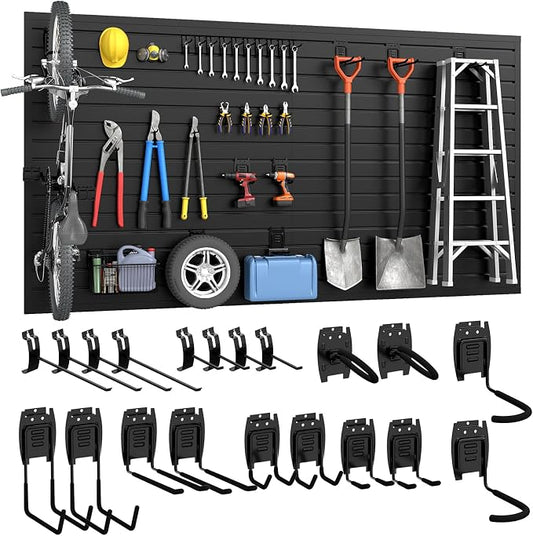 DoCred Slatwall Paneling Organizer, 4x7.5 FT PVC Garage Slat Wall Storage by DoCred
