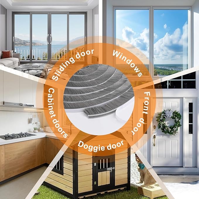 39.4FT Brush Weather Stripping, Neat Pile Self Adhesive Seal Strip - Image 5