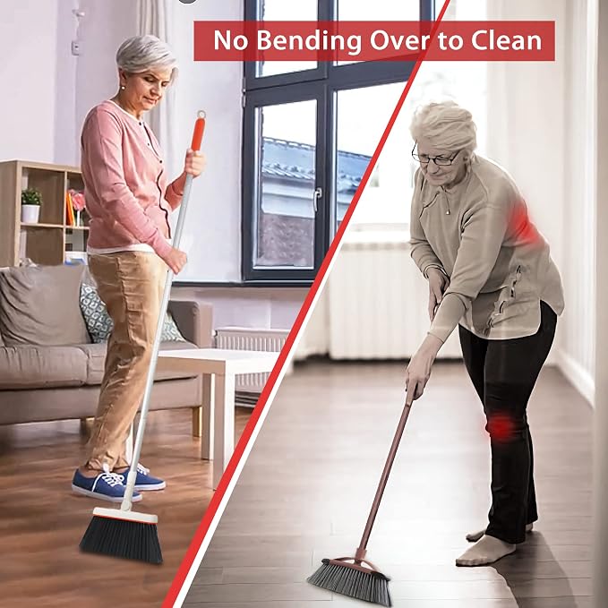JEHONN Broom and Dustpan Set for Home, Long Handle Lightweight 180 Degree - Image 5