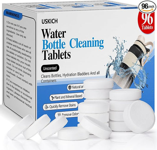 96Pack Water Bottle Cleaning Tablets, Bottle Bright Clean Stainless Steel by USKICH