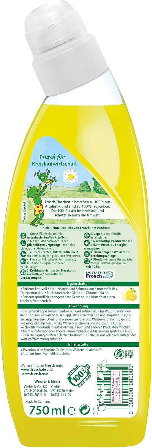 Frosch Lemon Toilet Cleaner, Yellow Lemon (Cleaner), Fresh, 750 g
