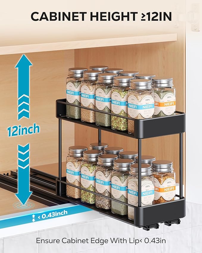 Nieifi Spice Rack Organizer for Cabinet, Vertical Spice Rack Pull Out, - Image 6