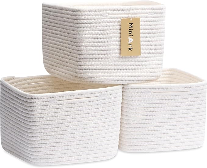 Small Organizing Baskets for Cubes Shelf, 9.7x9.7x7.1 Inch Rope Woven Storage by MiniArkStorageBasketsHome