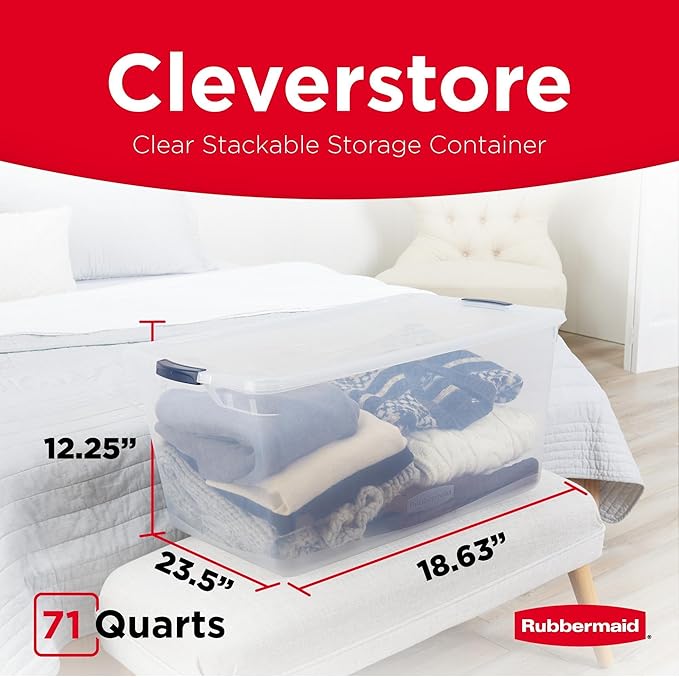 Rubbermaid Cleverstore 74 Qt Clear Storage Bins - Image 2