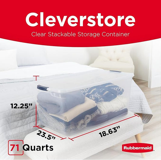 Rubbermaid Cleverstore 74 Qt Clear Storage Bins - Image 2