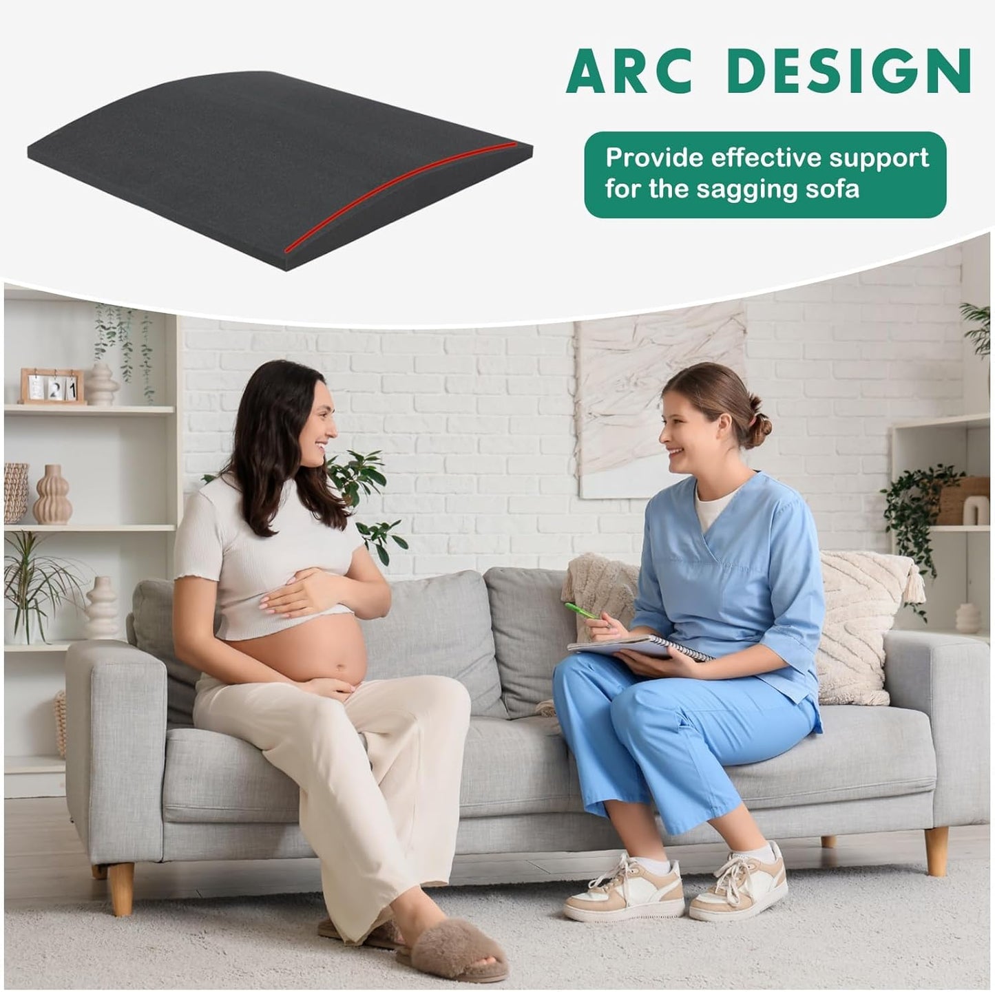Couch Cushions Support for Sagging Seats, Curved 24" x 24" High-Density Foam Support Board for Under Cushions, Firm Sofa Seat Repair Insert for Sectionals, Loveseats & Chairs，Black 3pcs