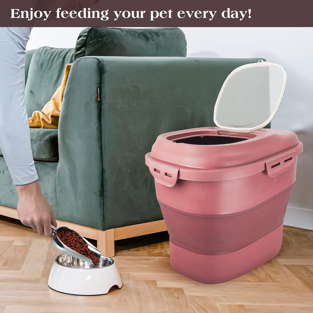 TIOVERY Dog Food Storage Container, Airtight Collapsible 13lb to 30lb Pet Foo...