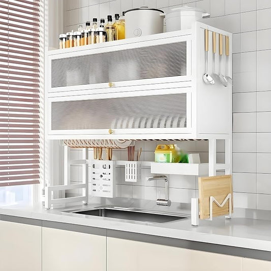 Dish Drying Rack 4 Tiers with Cover, Keep Kitchen Sink Shlef Organized by Unknown