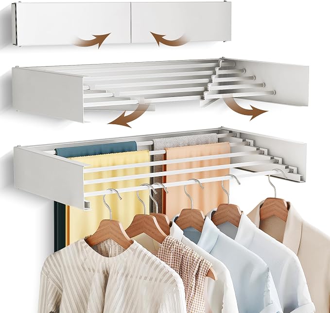Wall Mounted Drying Rack, Drying Rack Clothing, Collapsible Hanger Racks by BOQORAD