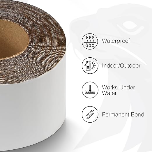 White RV Roof Sealant Tape, UV-Resistant, Weatherproof Patch - Image 3