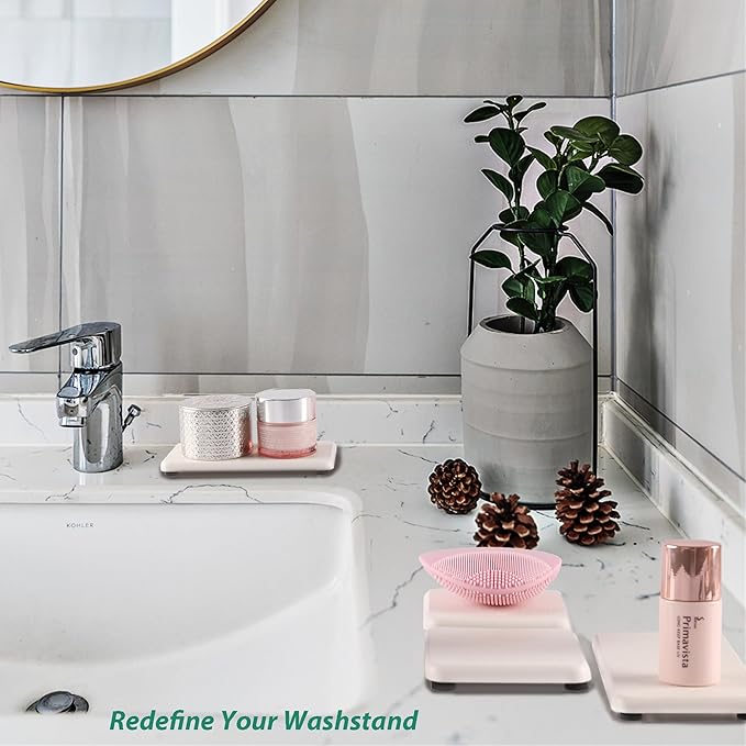 2 Pcs Water Absorbing Stone Trays, Kitchen/Bathroom Sink Soap Dish, Diatomite - Image 6