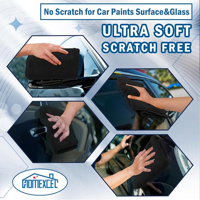 HOMEXCEL Professional Large Microfiber Car Drying Towels 4 Pack, Lint Free - Image 6