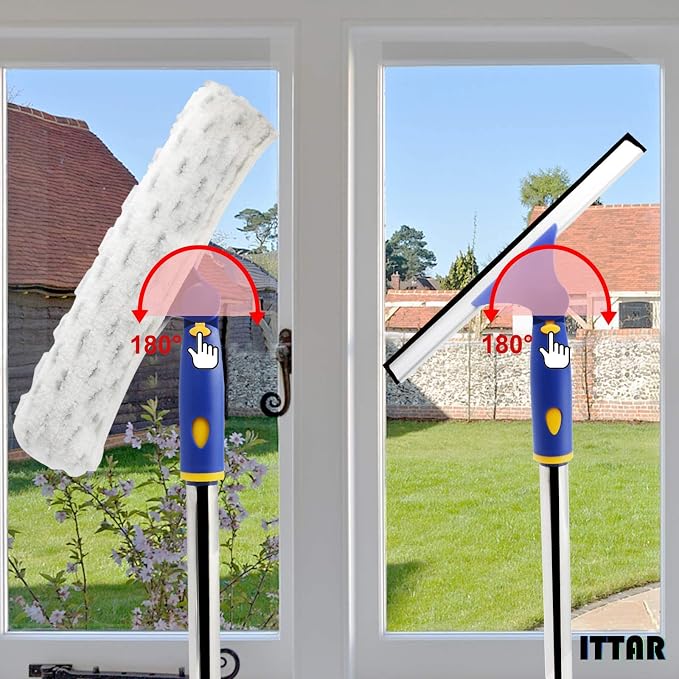 ITTAR Window Squeegee with 2 Sets Stainless Steel Pole, Squeegee Cleaning Tools - Image 4