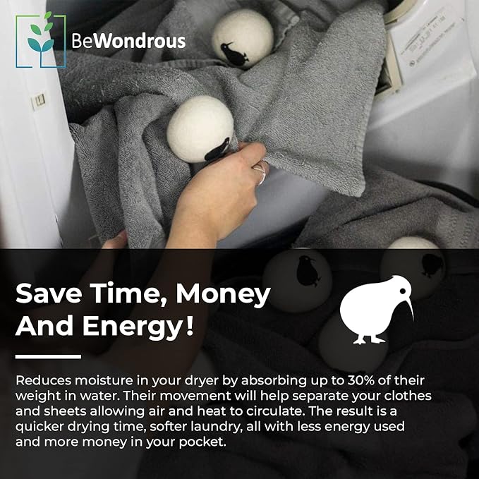Wool Dryer Balls XL, 100% New Zealand Organic Wool - Image 2