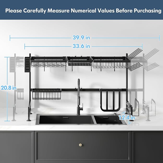 2 Tier Extra Large Stainless Steel Expandable Over The Sink Dish Drainer Drying - Image 4