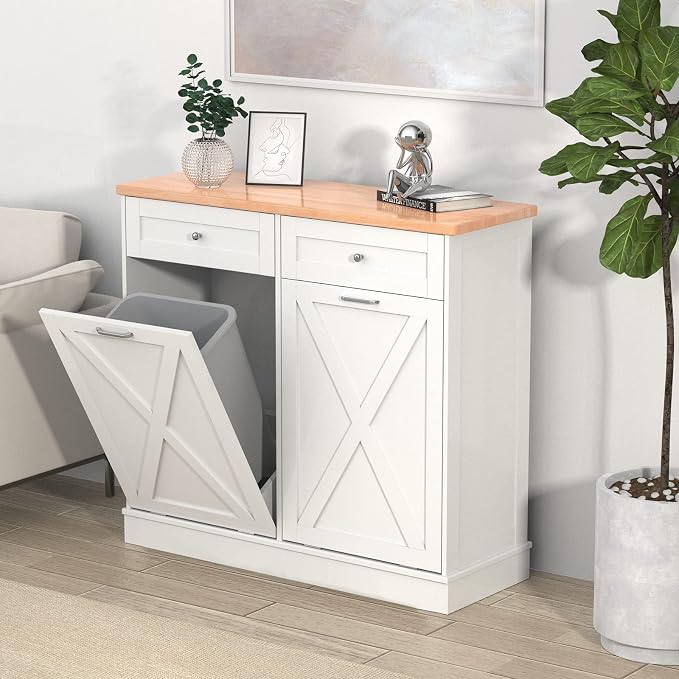 Betterhood Double Tilt Out Trash Cabinet Can Bin Kitchen 20 Gallon Wooden Free - Image 3