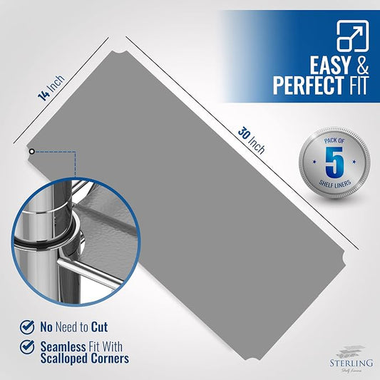 Sterling Shelf Liners for Wire Shelf System: Set of 5 in Graphite: 14 x 30 - Image 2