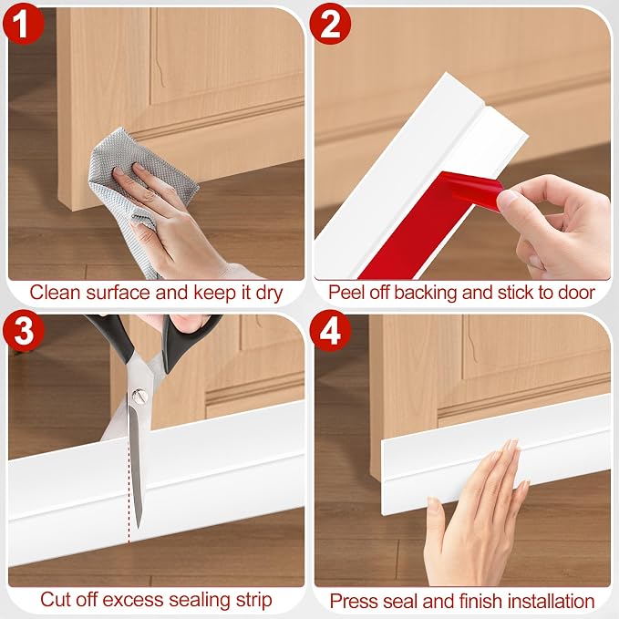 MYFAMIREA Door Weather Stripping 3IN x 20FT Door Draft Stopper Seal Tape - Image 5